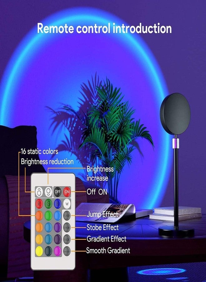One94Store مصباح عرض غروب الشمس RGB من One94Store - مصباح ليلي LED بـ 16 وضعًا لونيًا مع جهاز تحكم عن بعد لغرفة النوم، ديكور رومانسي، هدية عيد الحب، هدية حب لها، هدية للأزواج، إضاءة مزاجية محيطة - Image 5